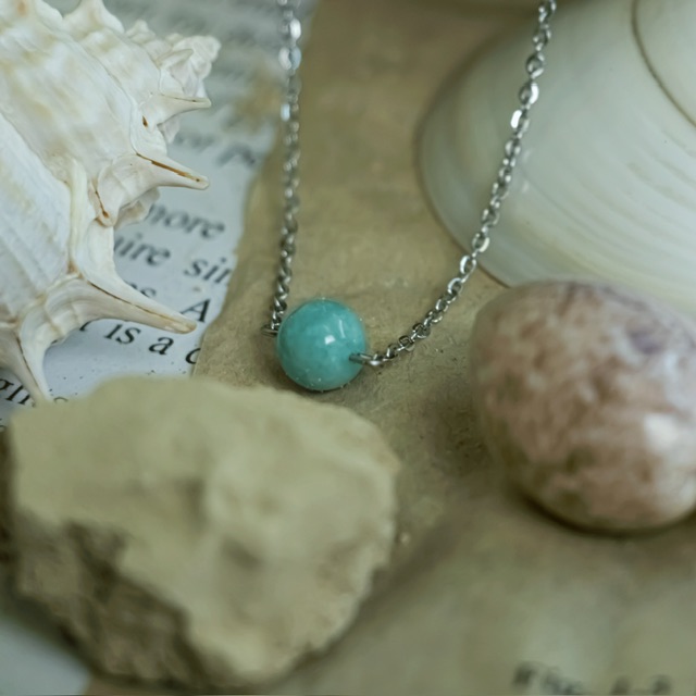 Steel necklace with amazonite stone