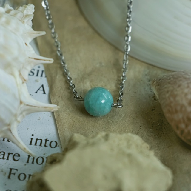 Steel necklace with amazonite stone