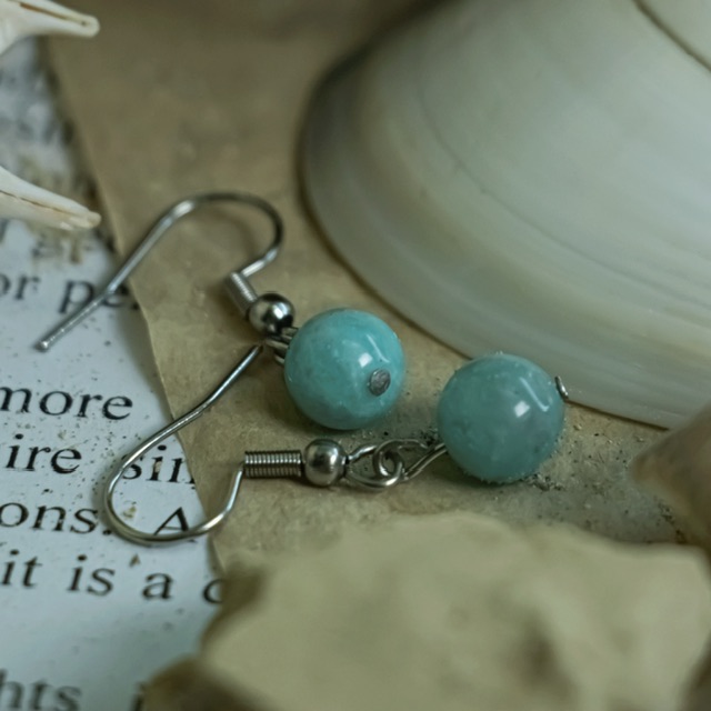 Steel earrings with amazonite stone