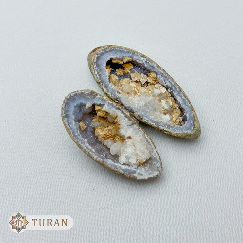 سنگ ژئود توپی کوچک همرشدی کوارتز کلسیت و سلنایت 31 گرم