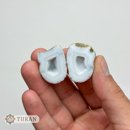 سنگ توپی عقیق ژئود دار سفید کوچک طبیعی 21 گرم