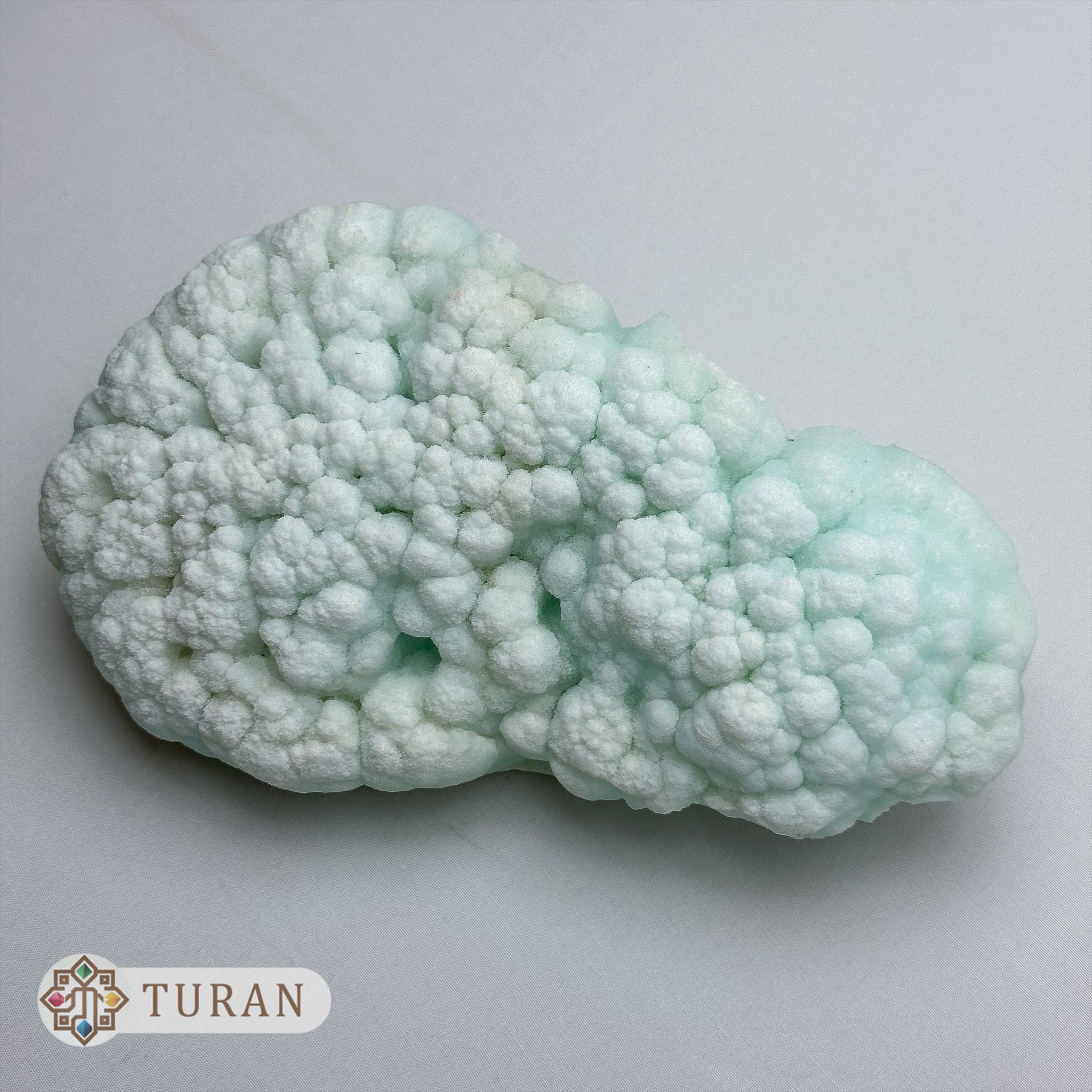 سنگ آراگونیت آبی بوترئیدال کلکسیونی طبیعی 1099 گرم