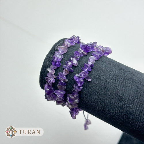 دستبند سنگ چیپسی آمیتیست بنفش کاملا طبیعی
