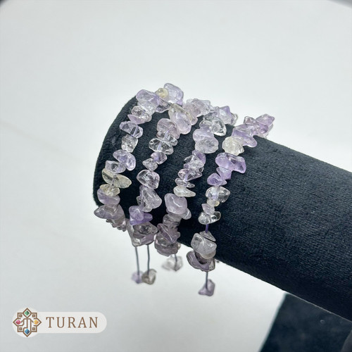 دستبند سنگ چیپسی آمیتیست لوندر کاملا طبیعی