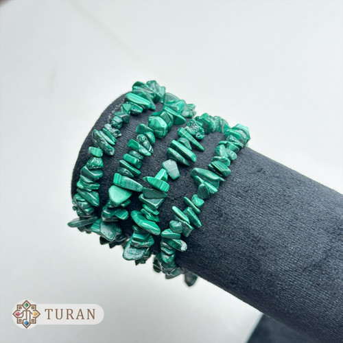 دستبند سنگ چیپسی مالاکیت سبز کاملا طبیعی