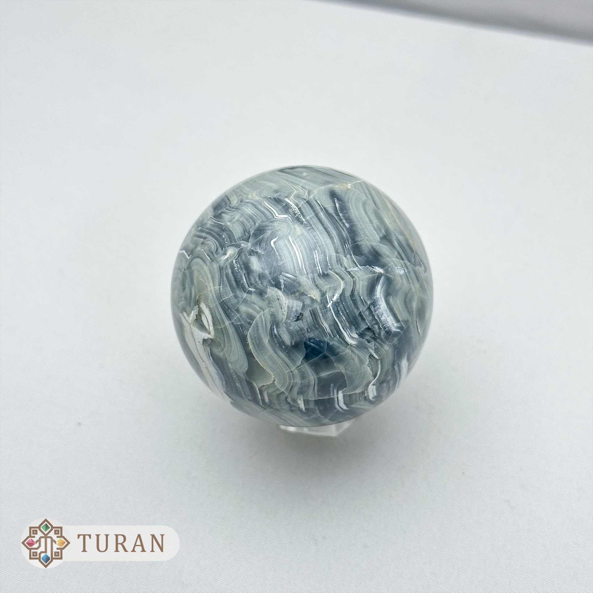 گوی سنگ جاسپر طوسی طبیعی قطر 5 سانتی متر با پایه 190 گرم