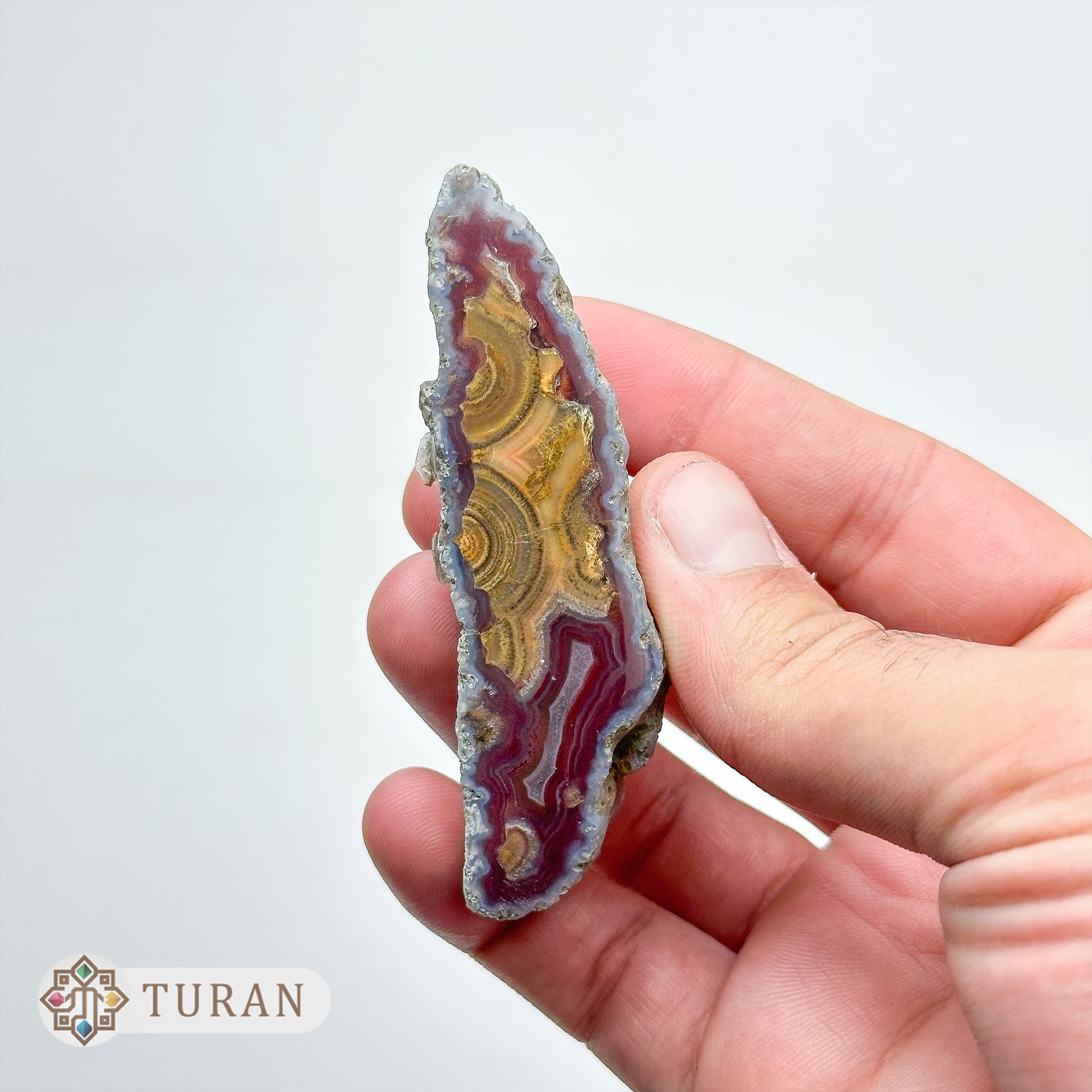 اسلایس عقیق سرخ طبیعی به همراه باباقوری پولیش شده 51 گرم